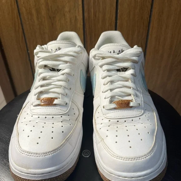 Nike AIRFORCE 1 White and Light Blue Air Sneakers - Picture 5 of 9